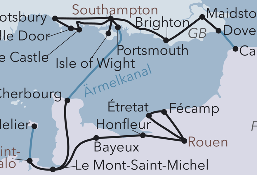 Durch die Normandie nach Südengland